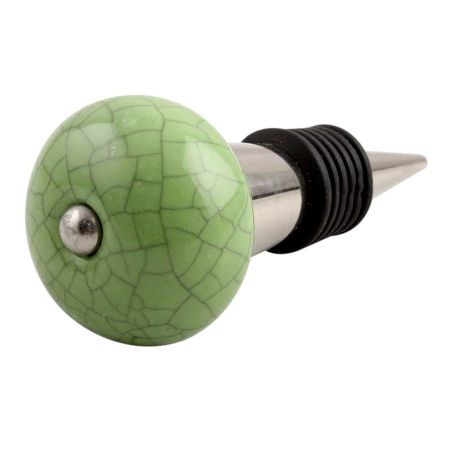 Pea Green Crackle Ceramic Wine Stopper